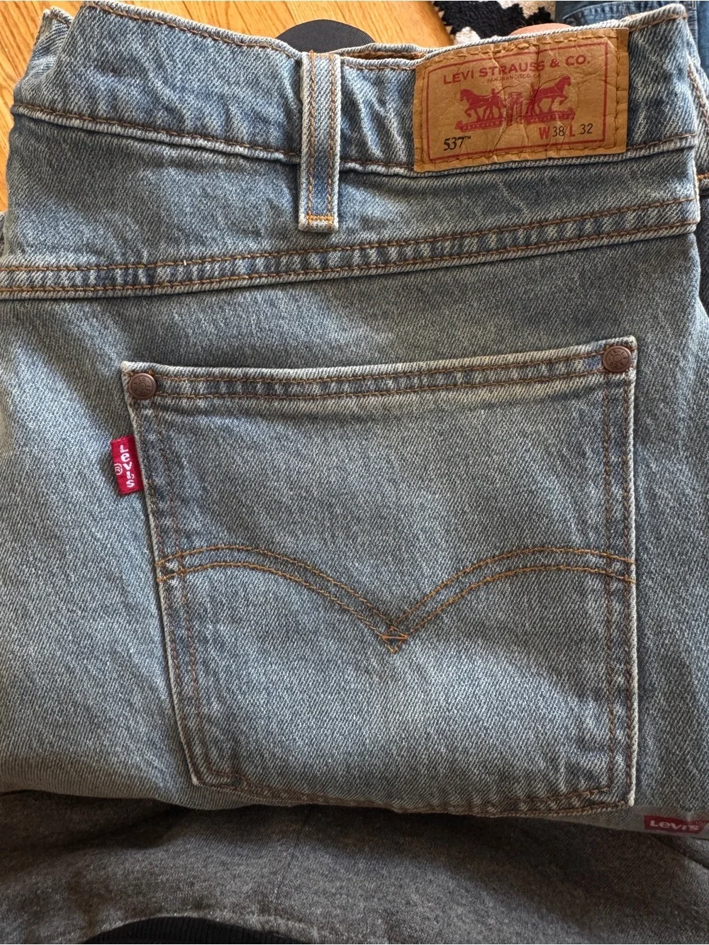 Levi's Light Blue Denim Jeans with Brown Stitching